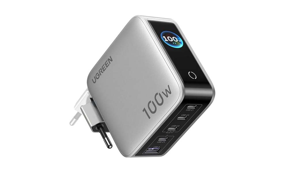 Ugreen X773 (65620B), 100W, USB, Type-C, GaN Fast Charger with Smart Display, Grey