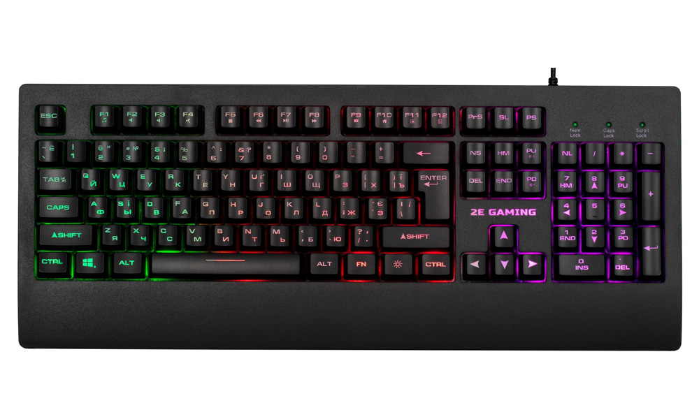 2E GAMING Membrane keyboard KG330 104key, USB-A, EN/UA/RU, LED, black 2E-KG330UBK