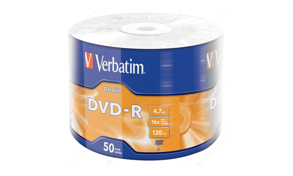Verbatim DVD-R DATALIFE 16x 50PK Spindle Wrap Matte Silver | (43791) 023942437918