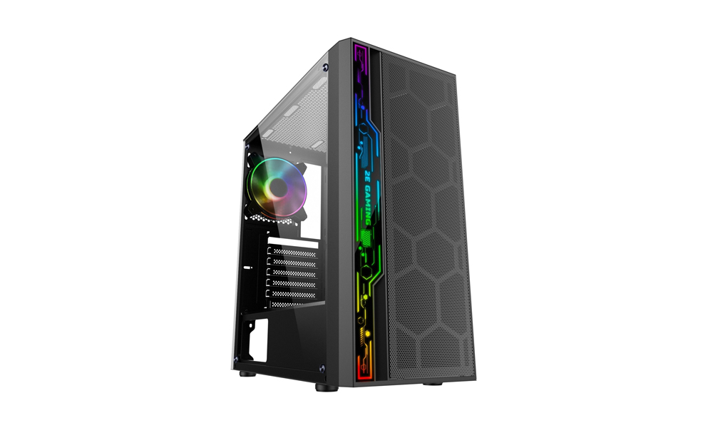 2E GAMING PC case Spero G2052 without PSU, 2xUSB3.0, 1xUSB2.0, 1x120mm ARGB, 2x120mm, VGA 345mm, LCS ready, TG Side Panel, ATX, black G2052