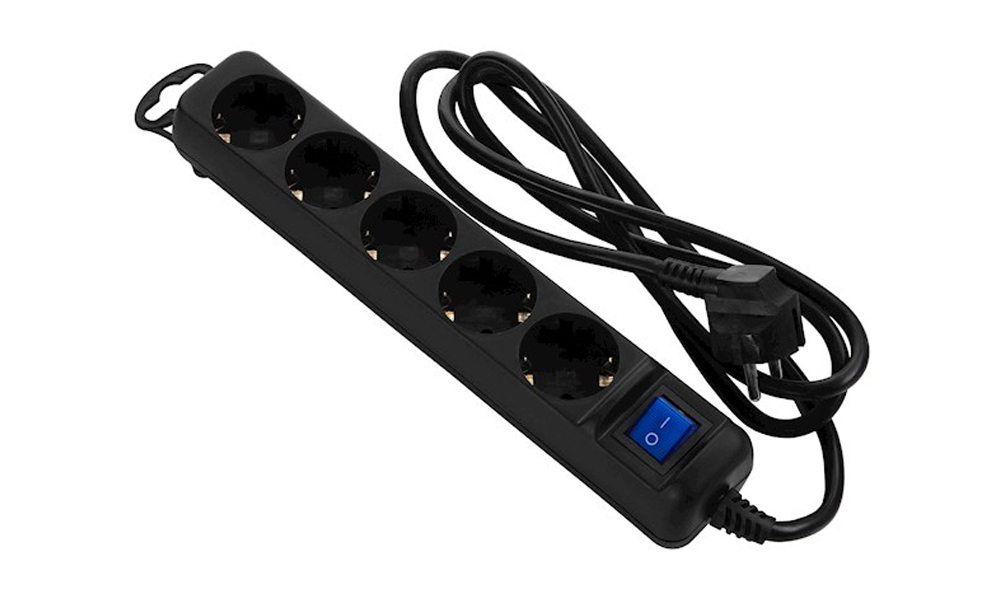 2E power strip5XSchuko switch, 3G*0.75mm2, 3m, Black 2E-U05ESM3B