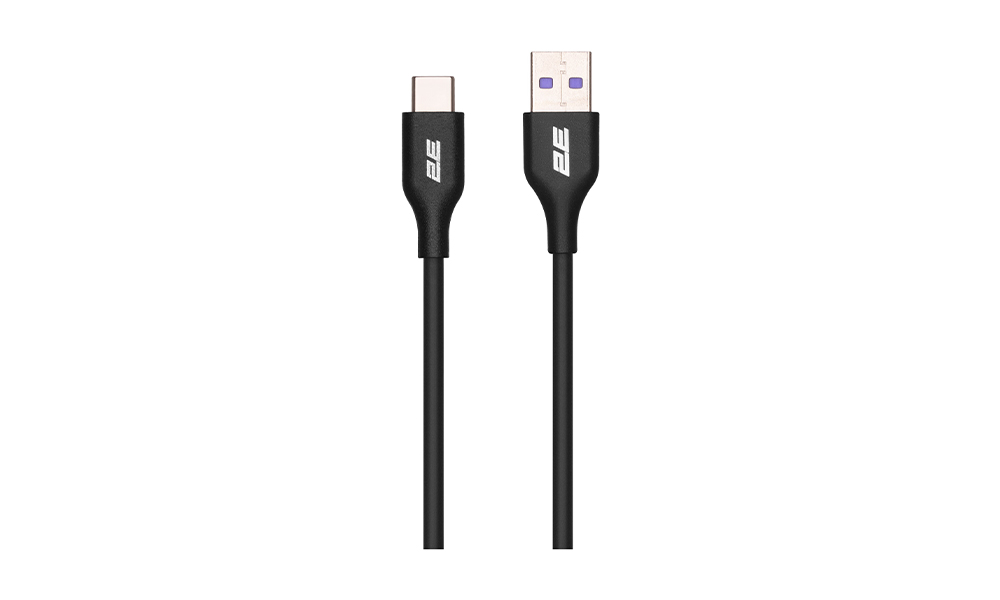 2E Сable USB-A > microUSB charge/data, 1m, Glow, black 2E-CCAM-BL