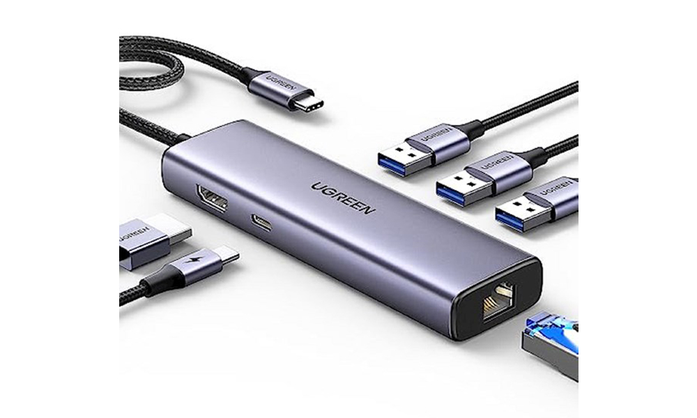 Ugreen CM512 (15598), Type-C, USB, HDMI, Lan, PD, Hub, Grey