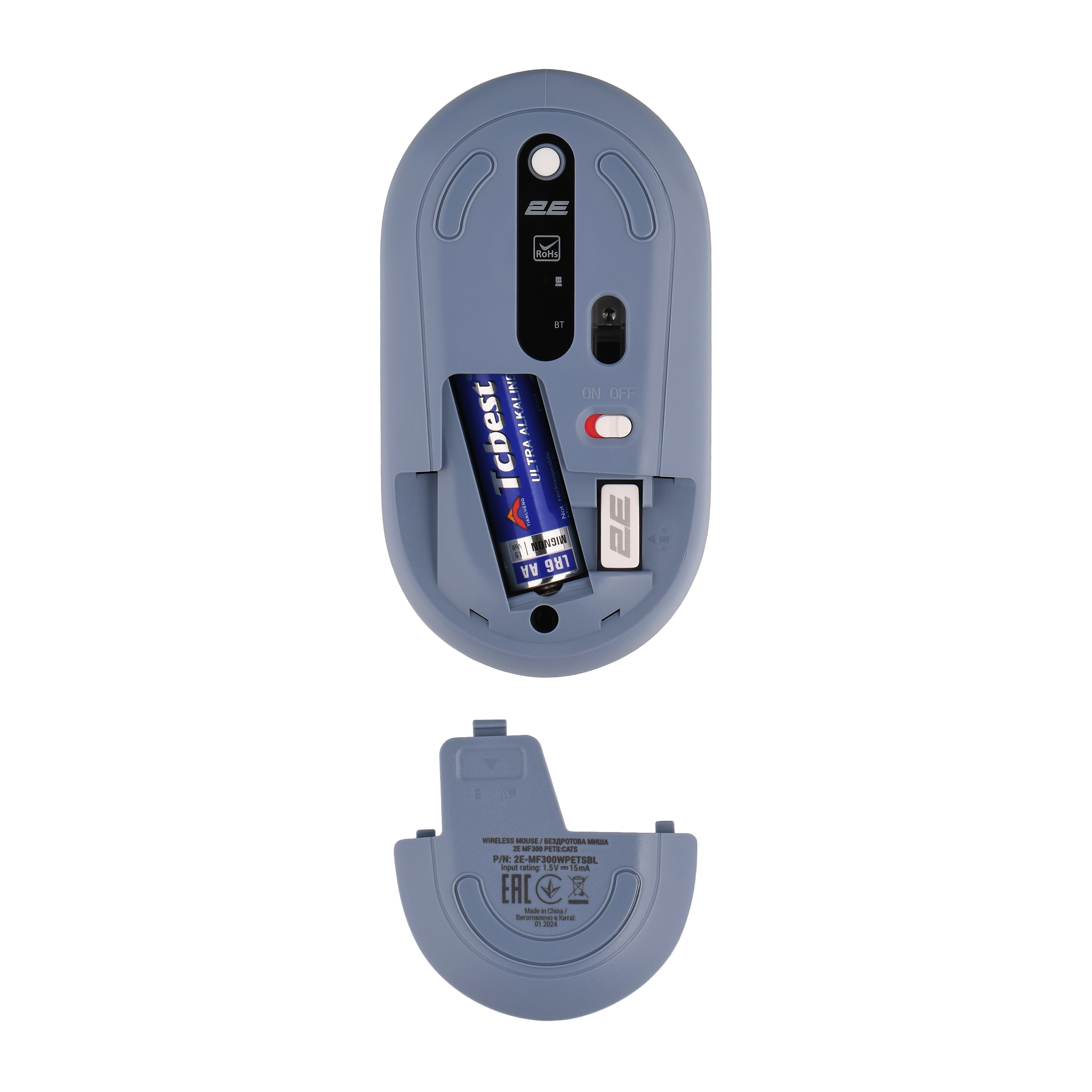 2E Mouse MF300 PETS:CATS Silent WL BT, Blue 2E-MF300WPETSBL