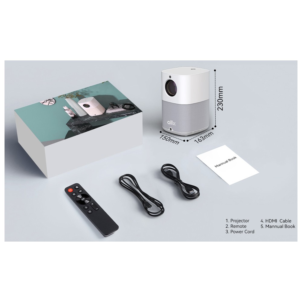 ALLX AX-PF320W, LCD Projector, FHD 1920x1080, 320Lm, White