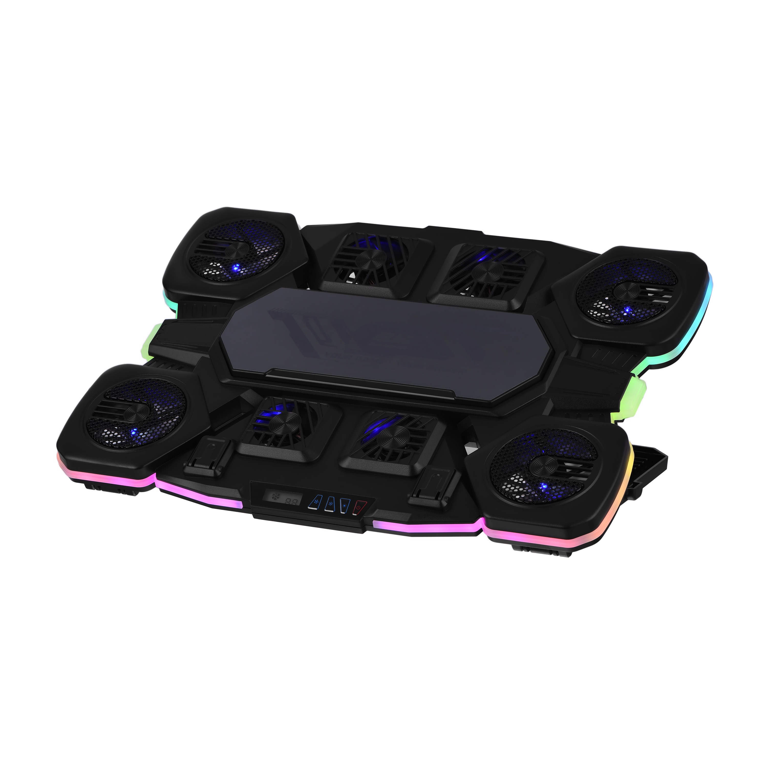 2E GAMING Laptop stand CPG-012, up to 17.3", 1xUSB-C, LCD/semiconductor cooling pad, RGB, black 2E-CPG-012