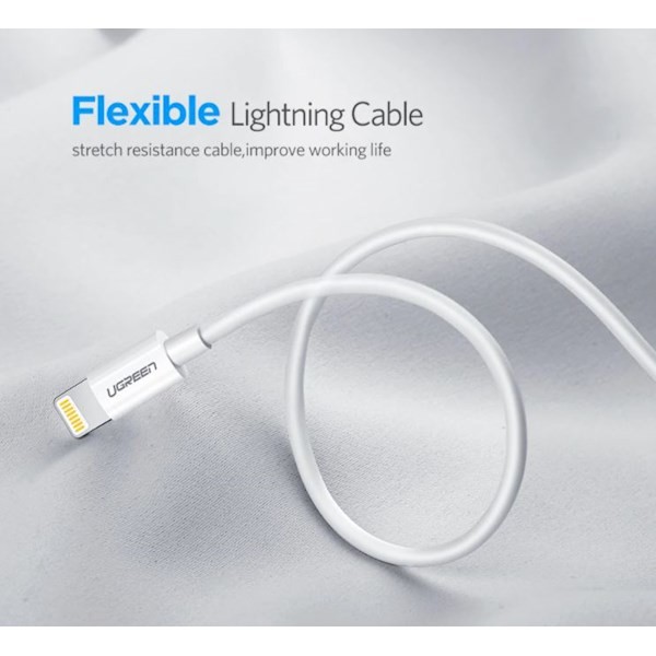 Ugreen US155 (80315) Apple Lightning To USB 2.0 A Male Cable White 1.5M
