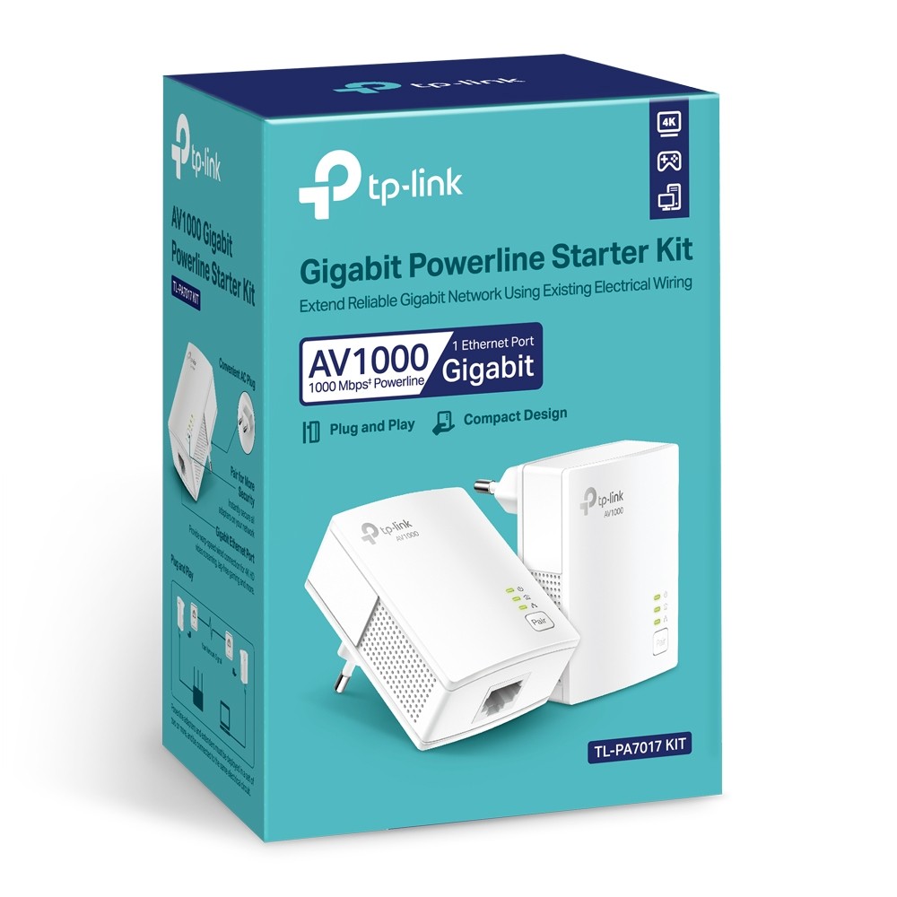 TP-Link, TL-PA7017 KIT, AV1000 Gigabit Powerline Starter Kit