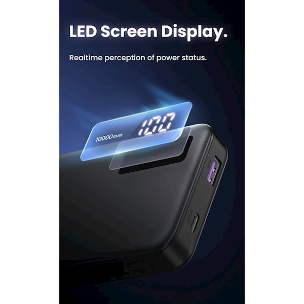 Ugreen 25742, 1000mAh, USB-C, USB, Two-way Power Bank, Black