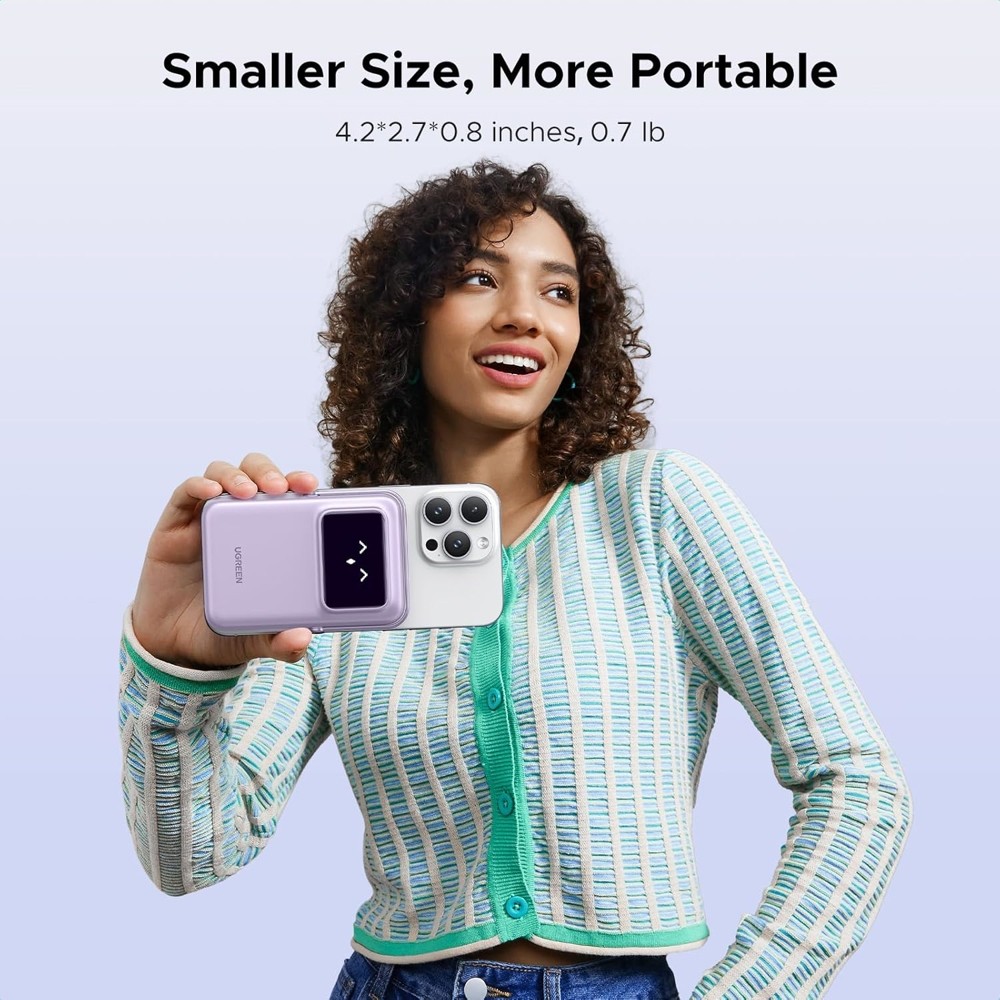 Ugreen PB572 (45328) Uno, 10000mAh, Magnetic Wireless Power Bank, Purple