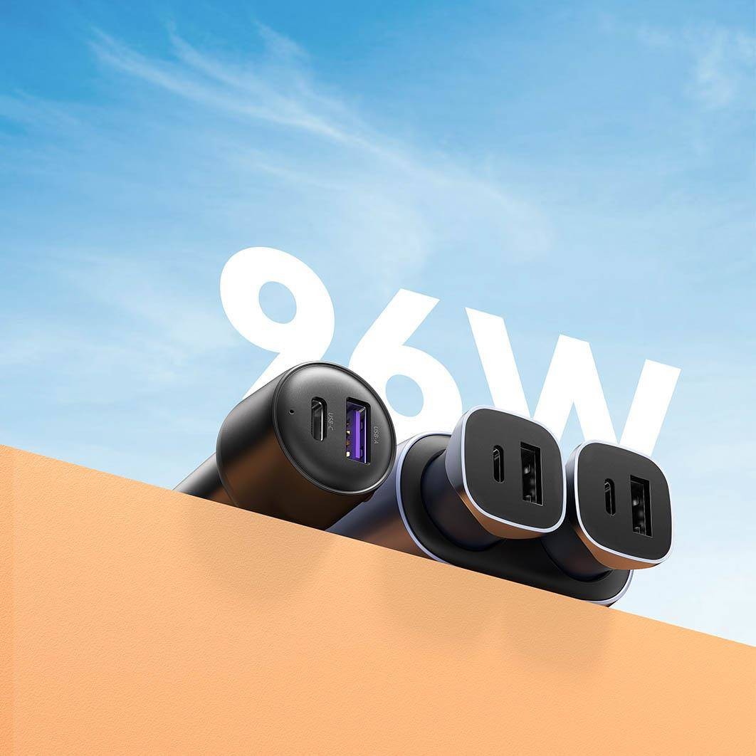 Ugreen CD252 (30886), 120W, USB-C, USB-A Car Charger with Dual Expansion Ports, Gray