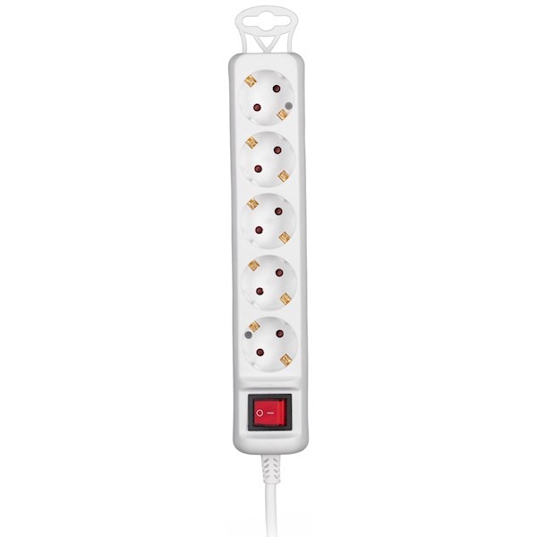 2E Power strip 5XSchuko with switch, 3G*1.5mm, 1.5m, white 2E-U05ESM1.5