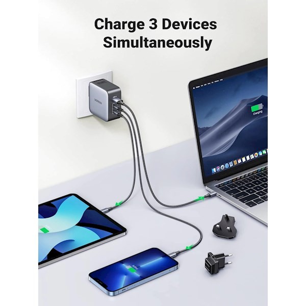Ugreen CD296 (90409), 65W, USB, USB-C, Gray