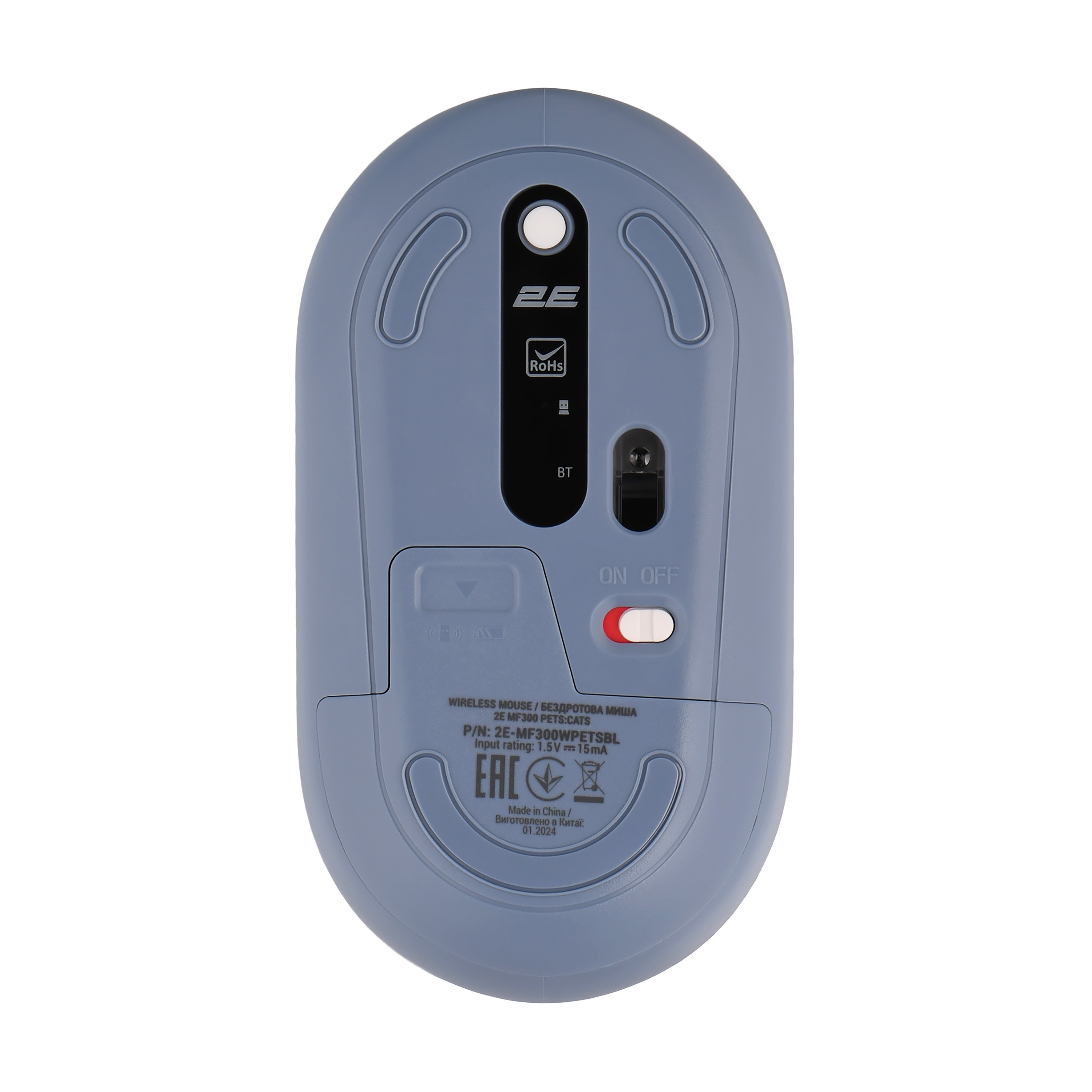 2E Mouse MF300 PETS:CATS Silent WL BT, Blue 2E-MF300WPETSBL