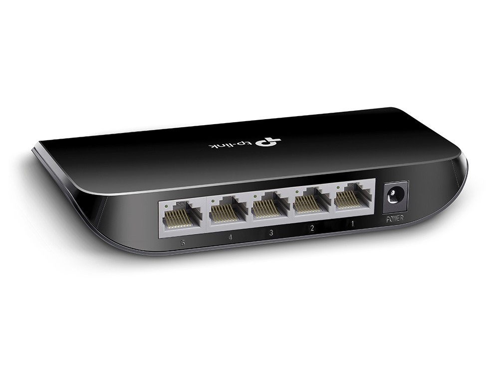 TP-Link, TL-SG1005D, 5-port Gigabit Switch, 5 10/100/1000M RJ45 ports, plastic case.