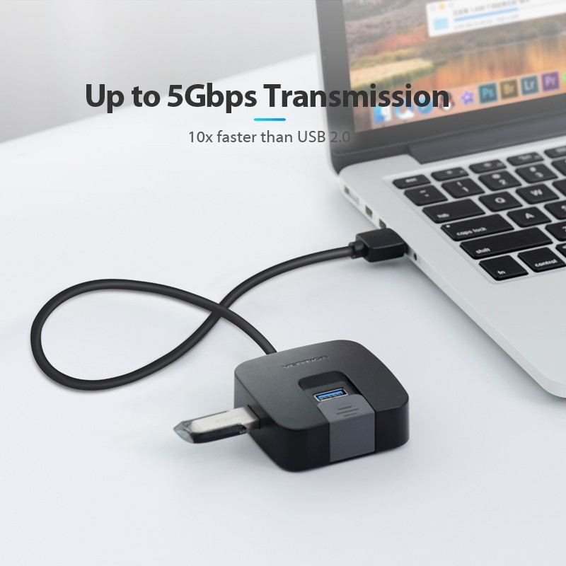 VENTION CHABB Single Port USB3.0 / 3 Ports USB 2.0 HUB 0.15M Black