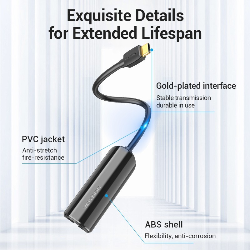 VENTION CFABB USB-C to 100M Ethernet Adapter 0.15M Black