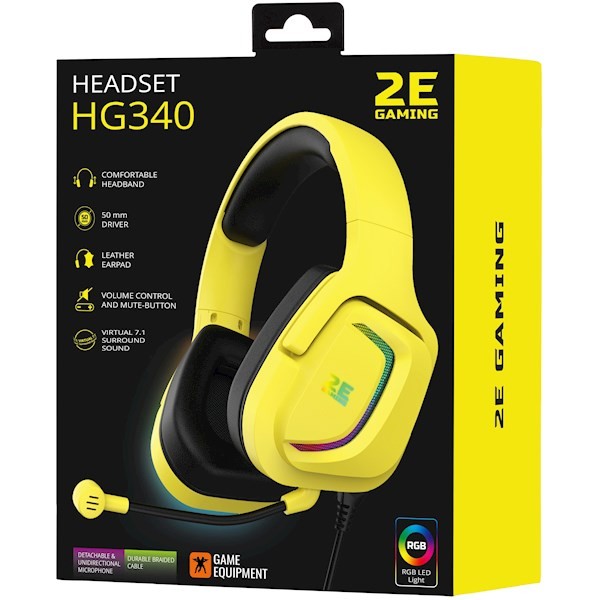 2E GAMING Headset HG340 RGB 3.5mm Yellow 2E-HG340YW