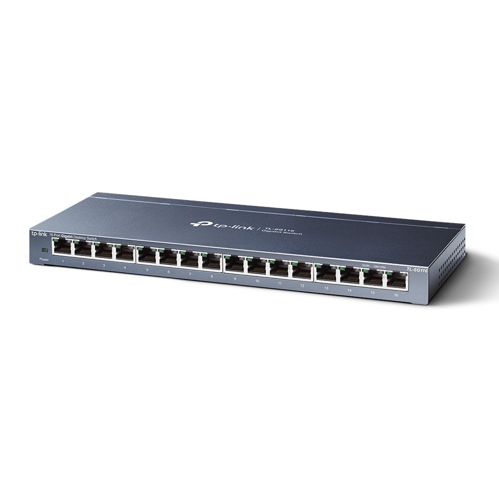 TP-Link, TL-SG116, 16-Port Gigabit Desktop Switch, 16 10/100/1000Mbps Auto-Negotiation RJ45.