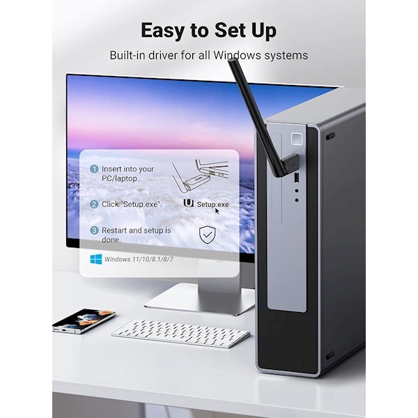 Ugreen CM496 (90339), Wifi Adapter, Black