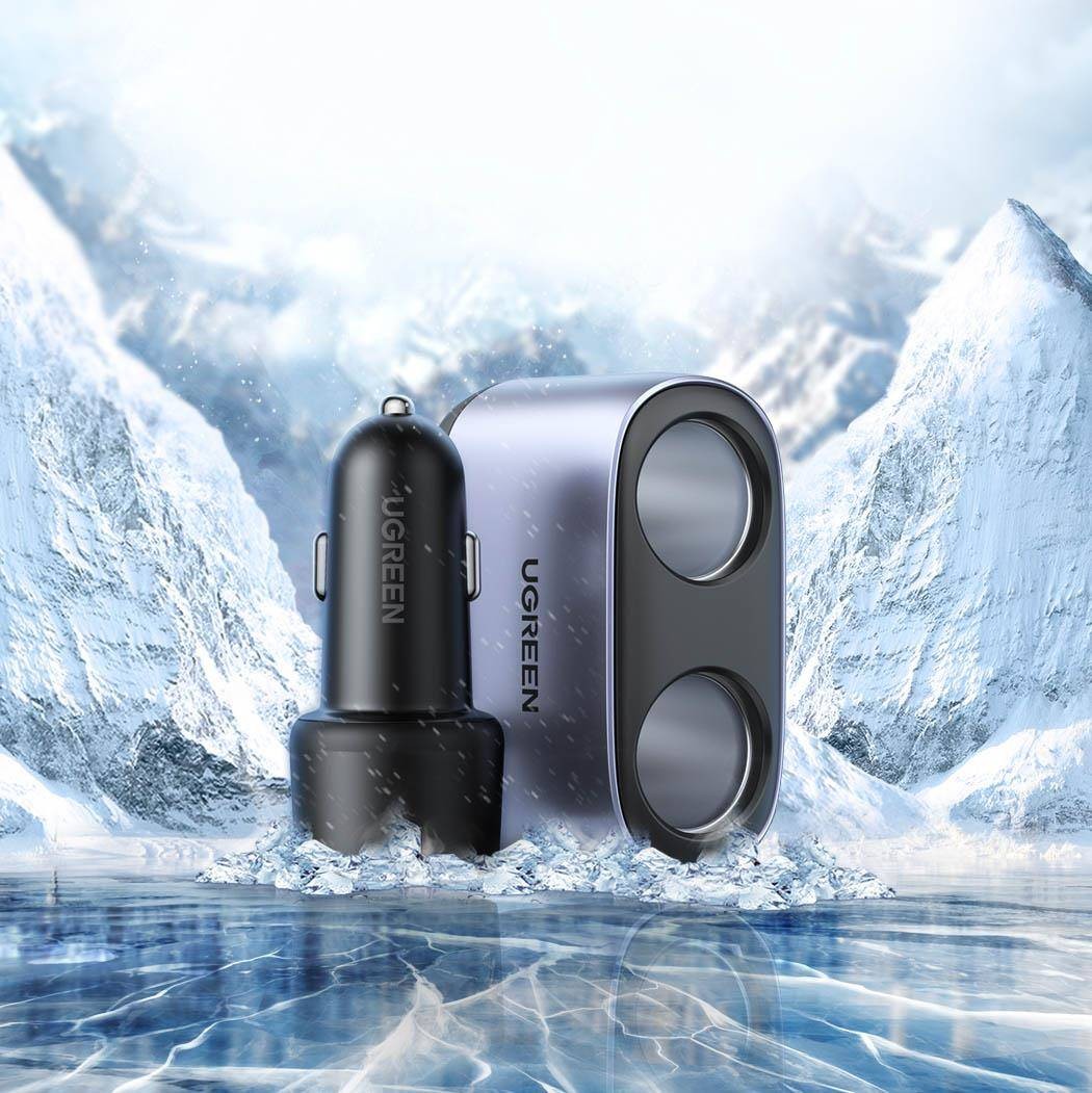 Ugreen CD252 (30886), 120W, USB-C, USB-A Car Charger with Dual Expansion Ports, Gray