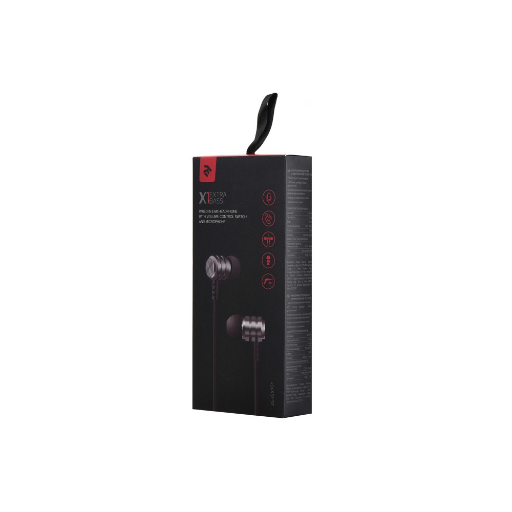 2E X1 Extra Bass with volume control switch&mic Wired 2E-IEX1GY