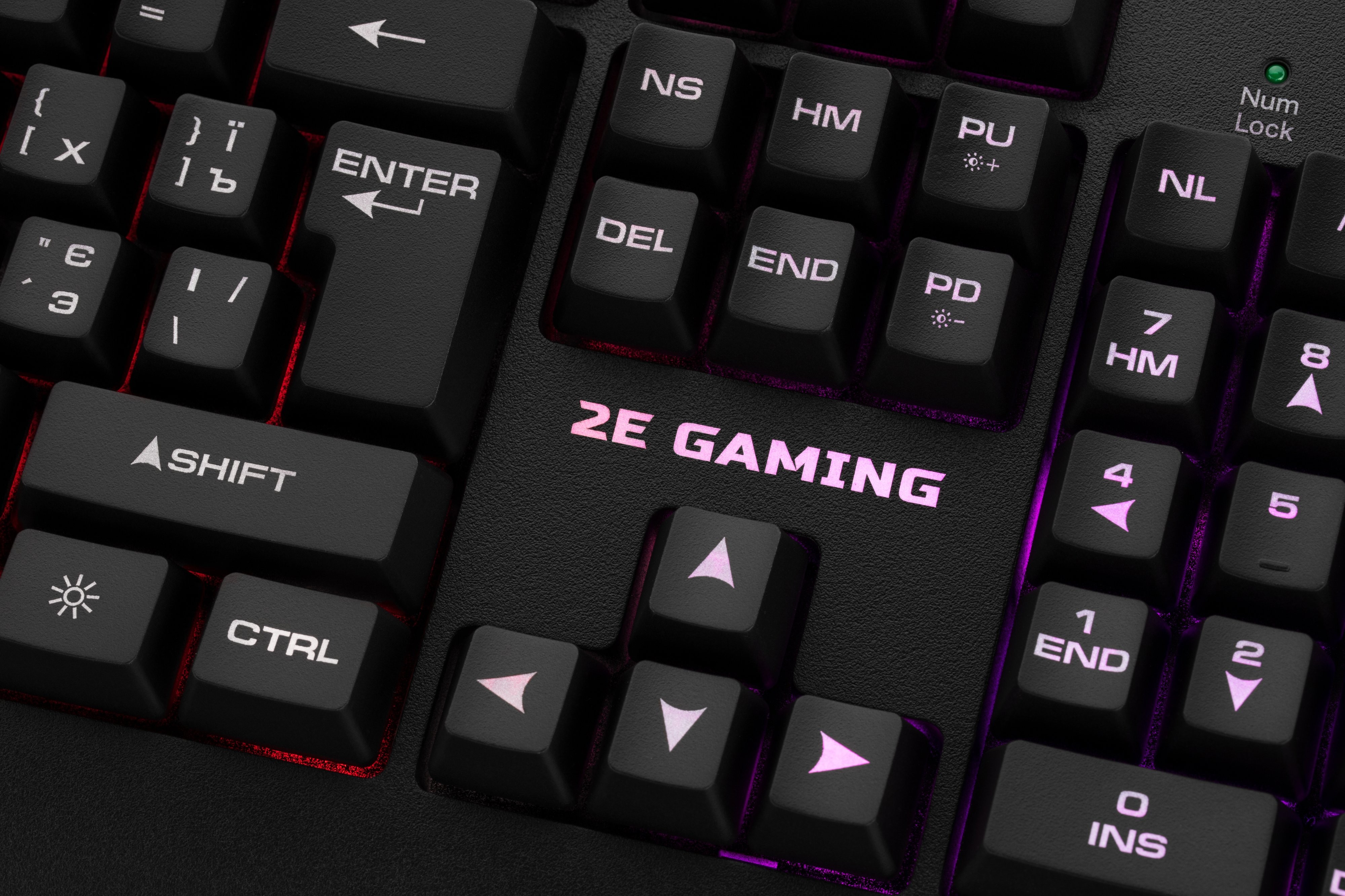 2E GAMING Membrane keyboard KG330 104key, USB-A, EN/UA/RU, LED, black 2E-KG330UBK