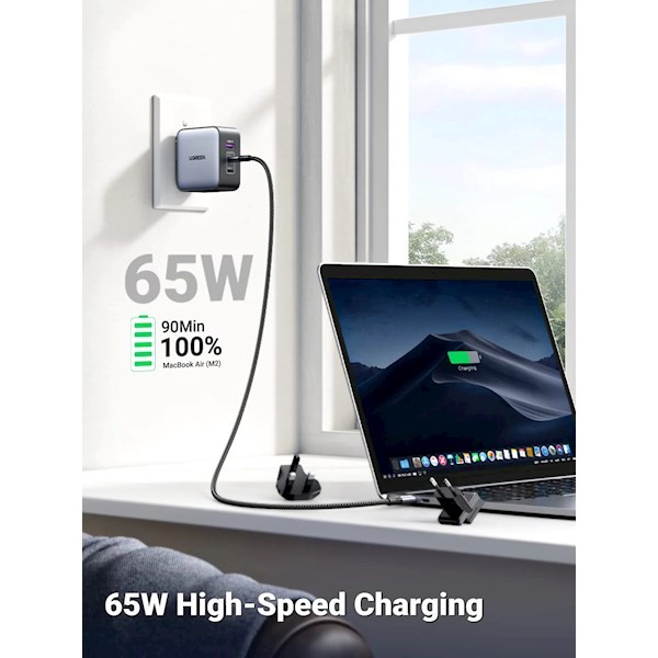 Ugreen CD296 (90409), 65W, USB, USB-C, Gray