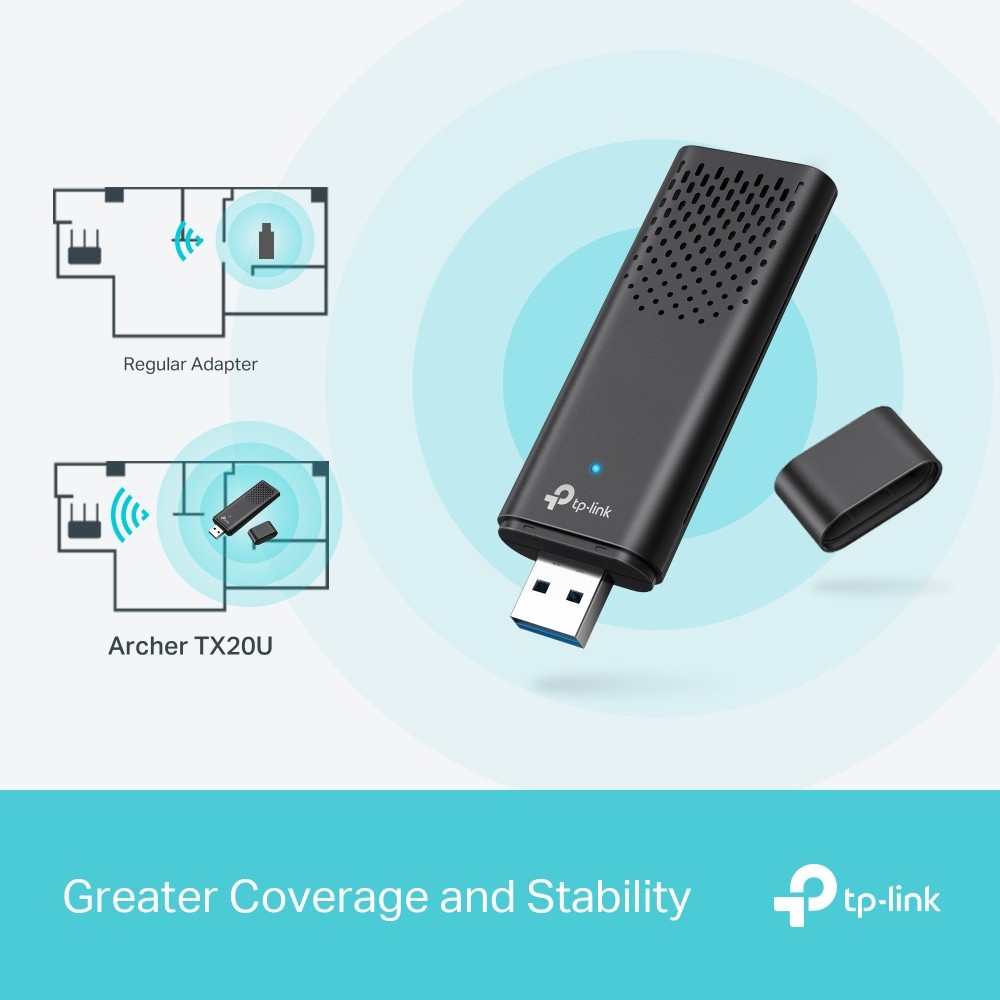 TP-Link, Wi-Fi USB,  Archer TX20U, AX1800 Dual Band Wi-Fi 6 Wireless USB Adapter.