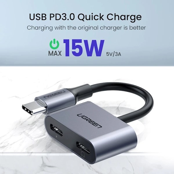 Ugreen CM232 (60165) Type-C USB-C One-Two Converter, Gray