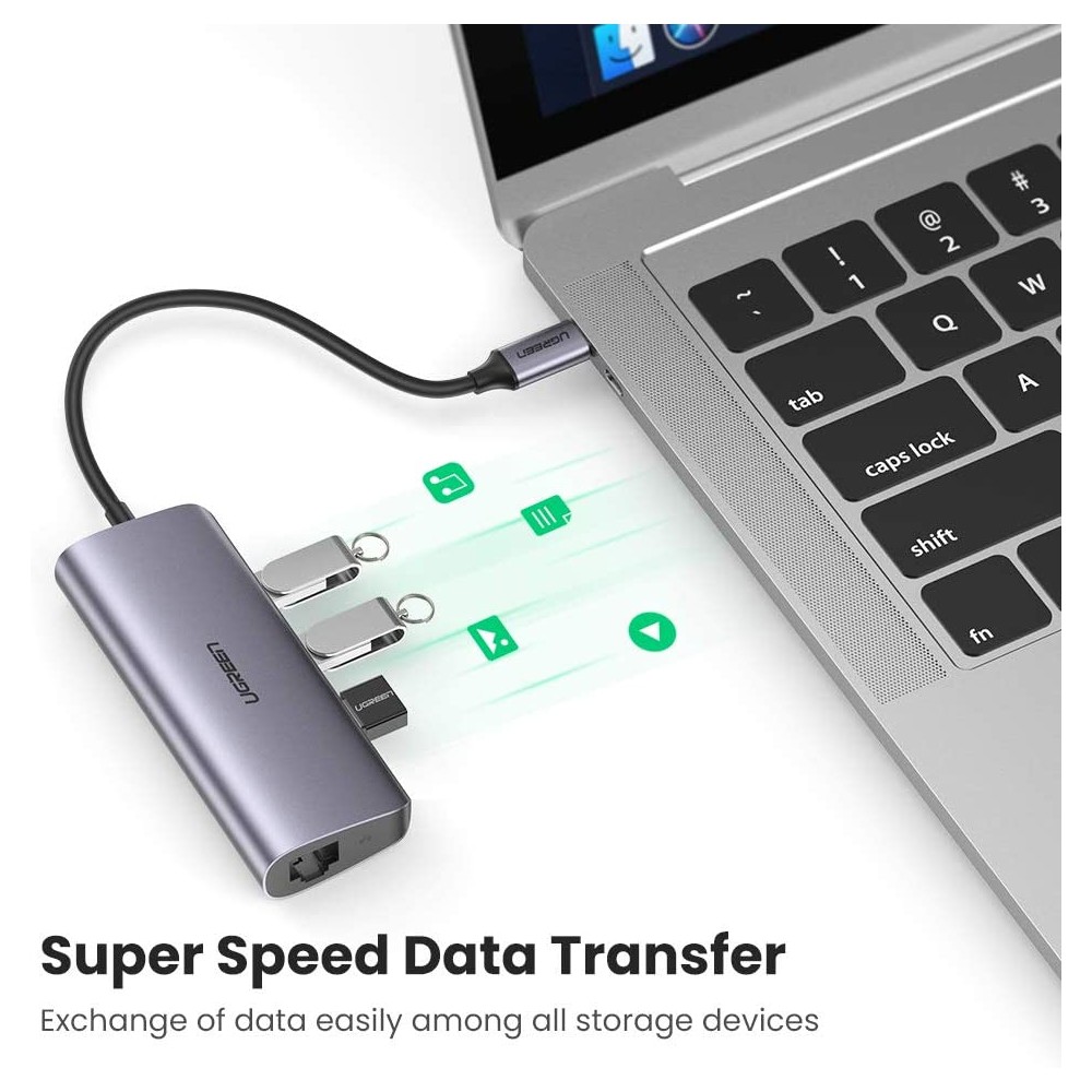 Ugreen 60718 USB-C to 3 x USB 3.0+RJ45+Micro USB Multifunction