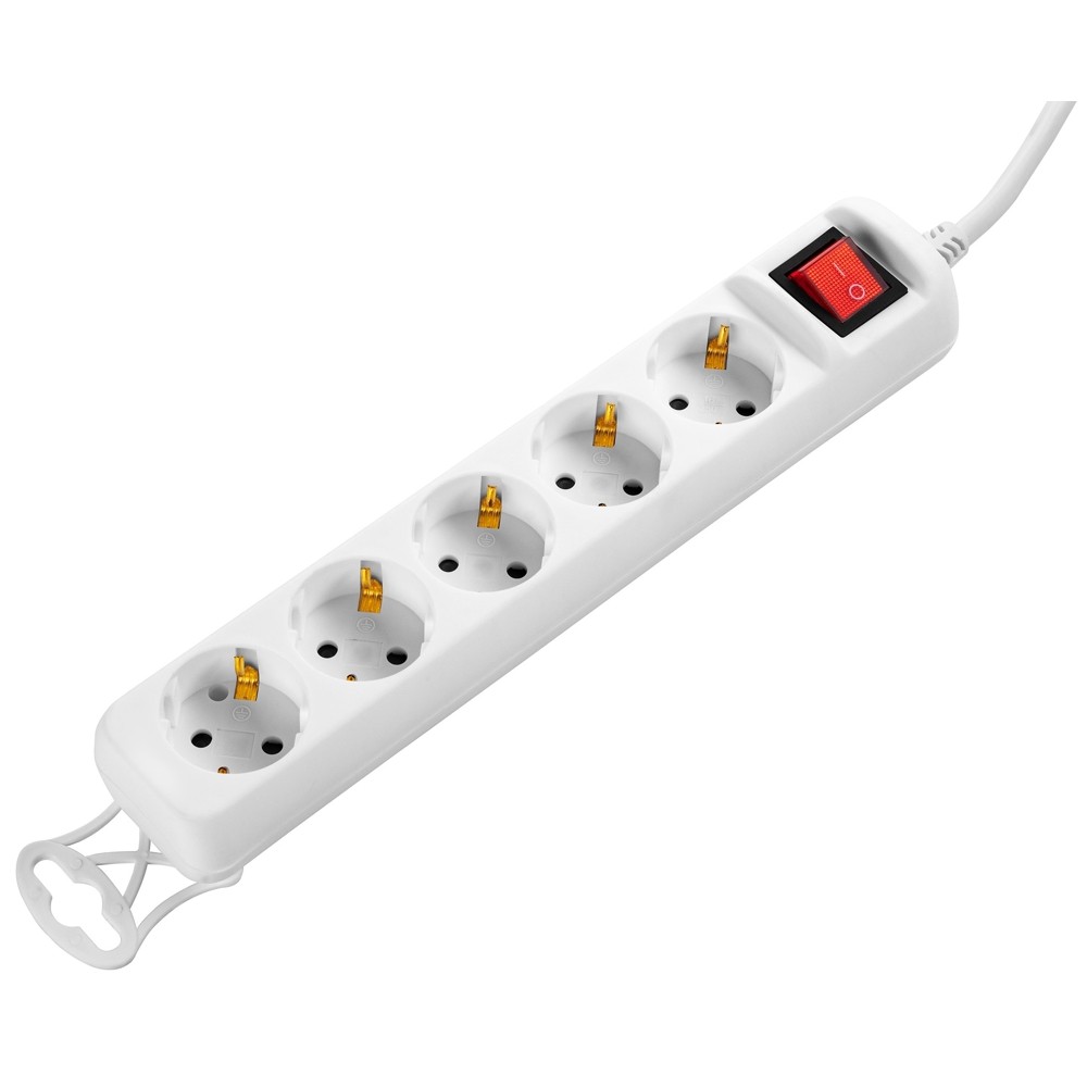 2E 5XSchuko switch, 3G*1.5mm2, 5м, white 2E-U05ES15M5