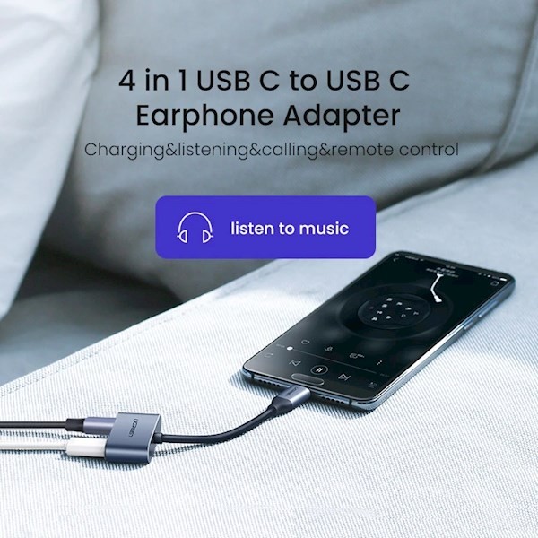Ugreen CM232 (60165) Type-C USB-C One-Two Converter, Gray