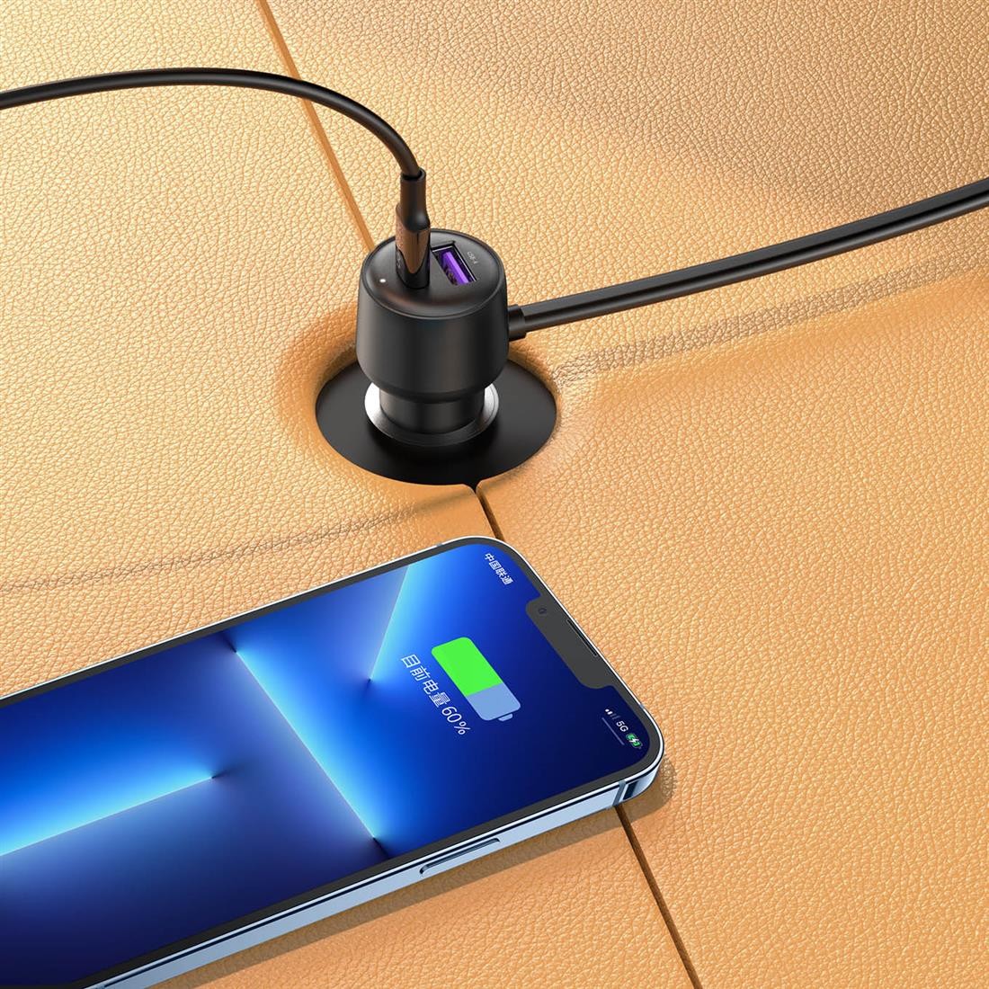 Ugreen CD252 (30886), 120W, USB-C, USB-A Car Charger with Dual Expansion Ports, Gray