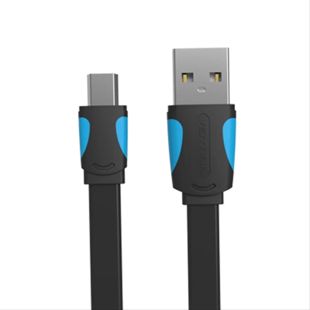 Vention VAS-A14-B100 Flat USB2.0 A Male to Mini 5 Pin Male Cable 1M Black