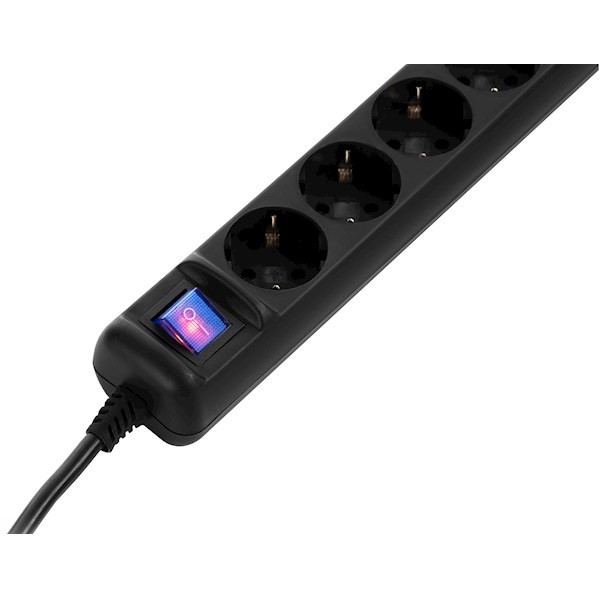 2E 5XSchuko switch 3G*1.5mm2, 5m, black 2E-U05ES15M5BK