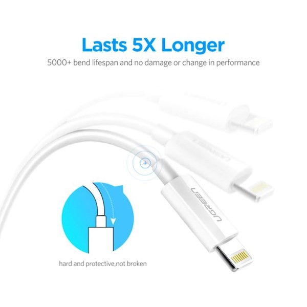 Ugreen US155 (80315) Apple Lightning To USB 2.0 A Male Cable White 1.5M