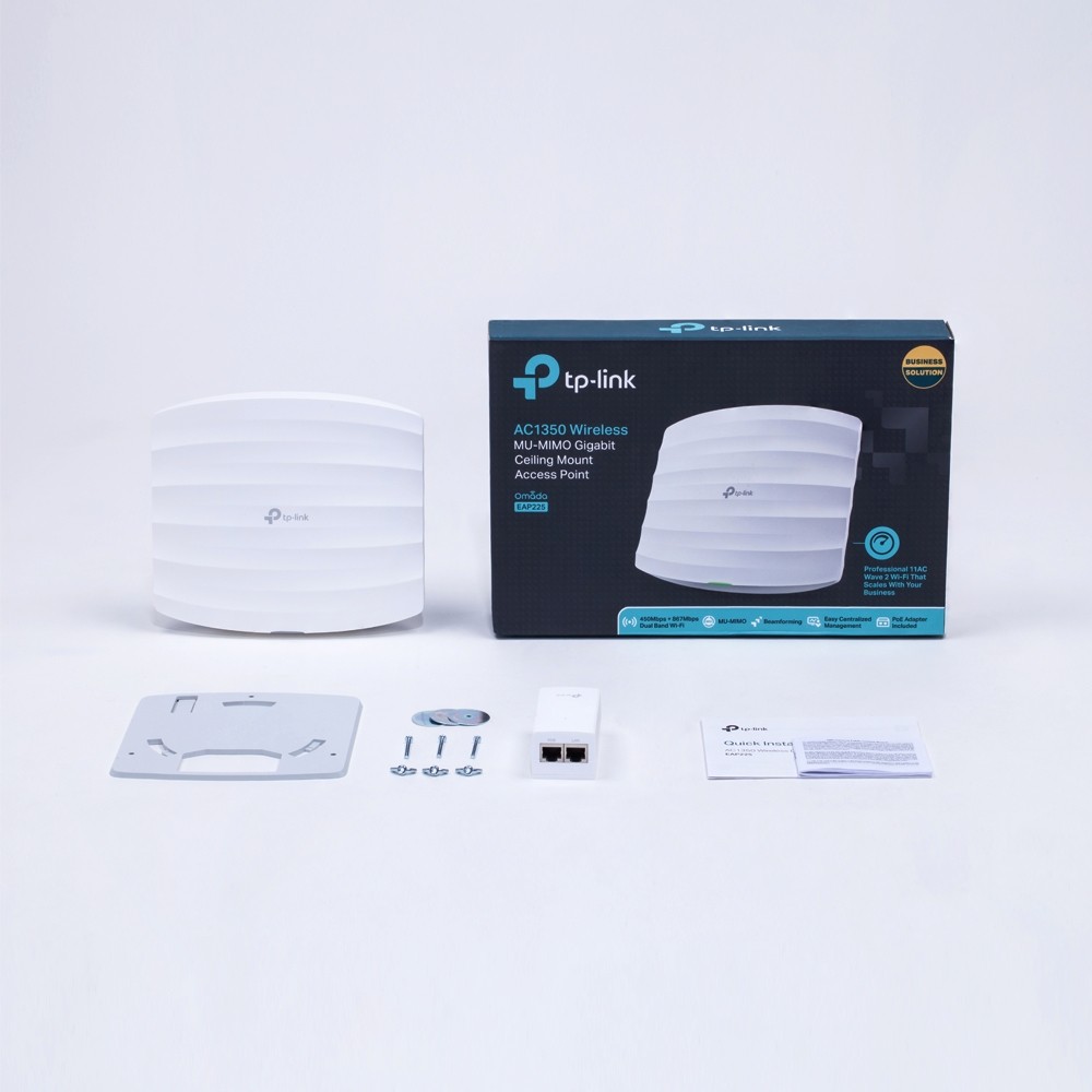 TP-Link EAP225, AC1350 Wireless MU-MIMO Gigabit Ceiling Mount Access Point with Passive PoE