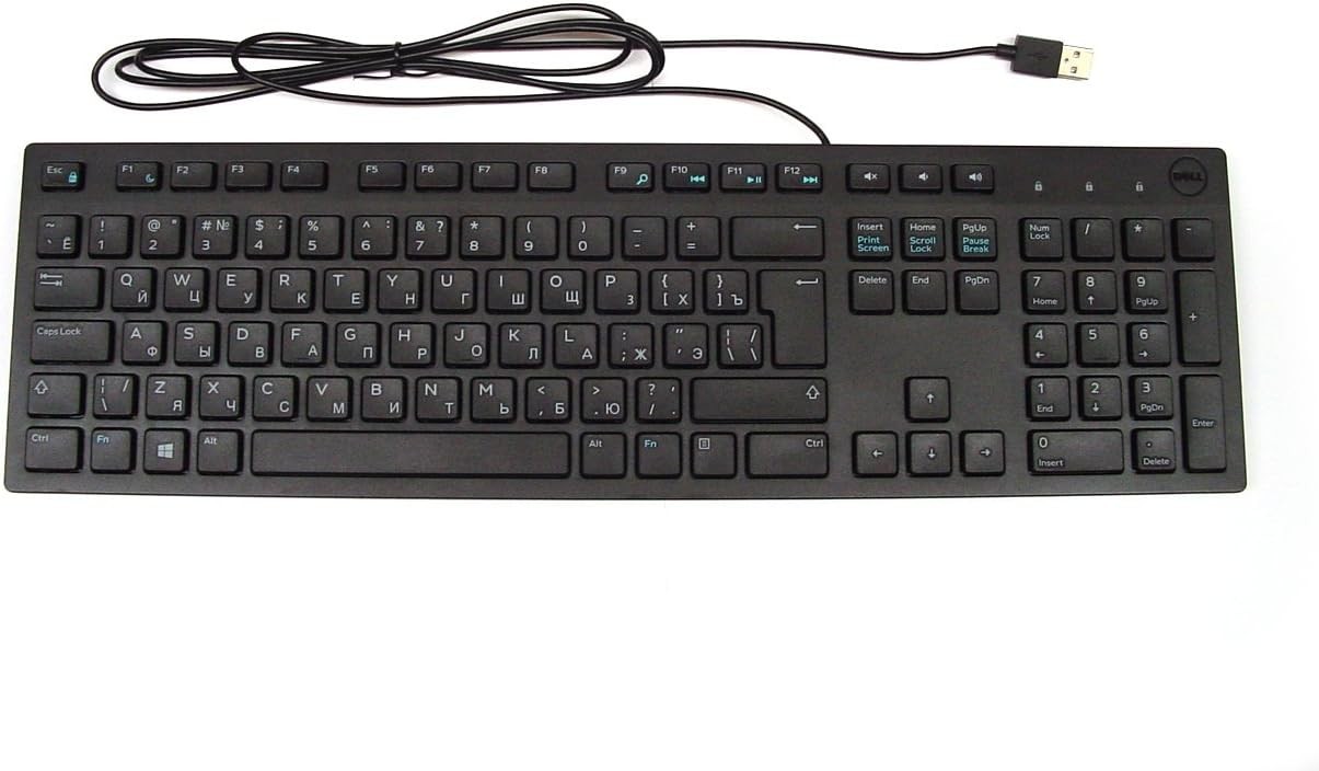 Dell Multimedia Keyboard-KB216 Russian (QWERTY) - Black 580-ADGR