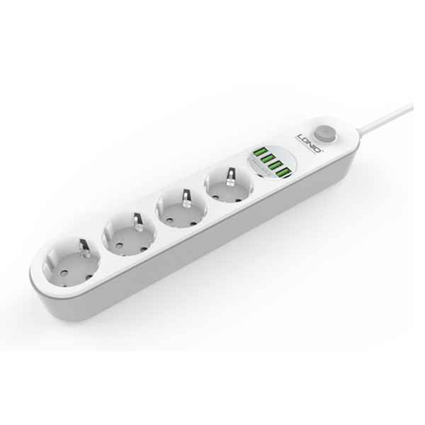 LDNIO დამაგრძელებელი/დამცავი SE4432 Extension Cord 4 Outlet Power Strip with 3.4A USB PD Quick Charg