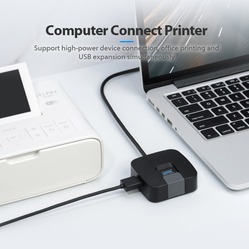 VENTION CHABB Single Port USB3.0 / 3 Ports USB 2.0 HUB 0.15M Black