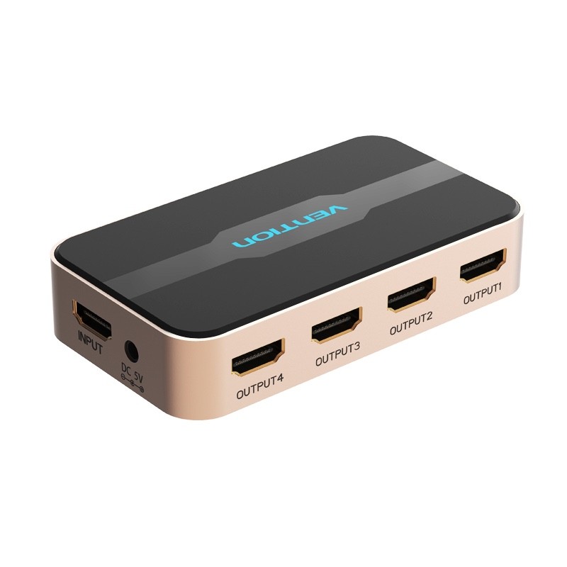 Vention ACCG0-EU 1 In 4 Out HDMI Splitter 4K@30Hz Gold Aluminum Alloy Type EU Standard
