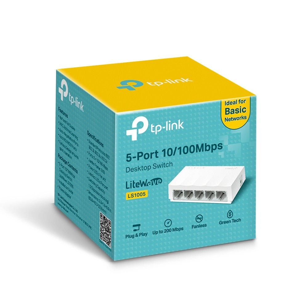 TP-Link LS1005, 5-Port 10/100Mbps Desktop Switch RJ45 ports